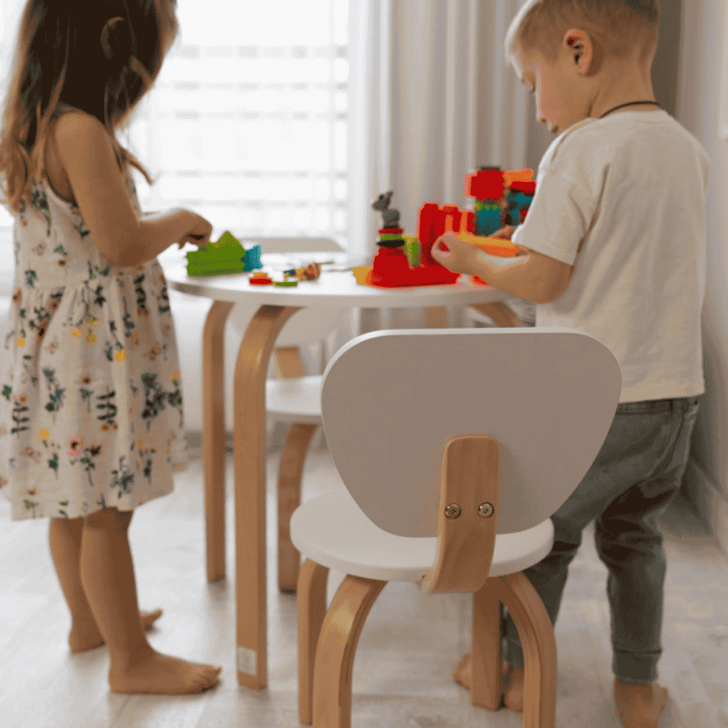 Dětská židlička Zukko Gekko Kids, Bílá / Přírodní Buk